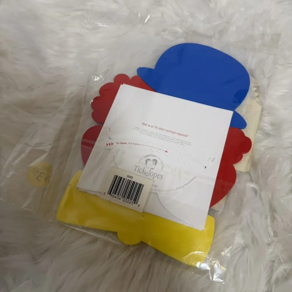 Tickelopes Clown Birthday Card with Envelope! Unique Greeting Cards NIP 2004 Vtg